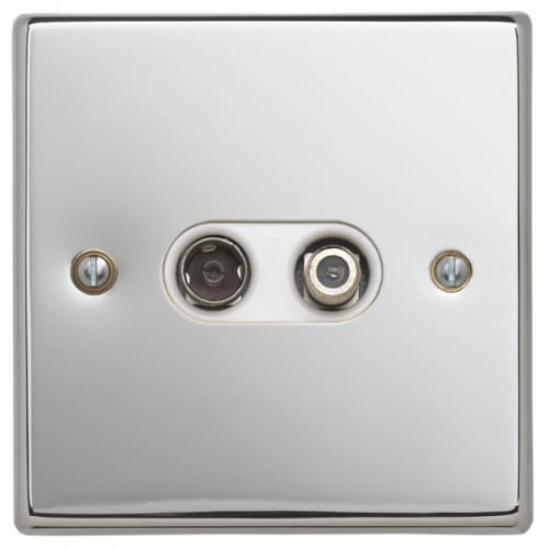 Contactum SIG3150PSW Signature 2g TV/FM & Satellite Socket. Polished Chrome