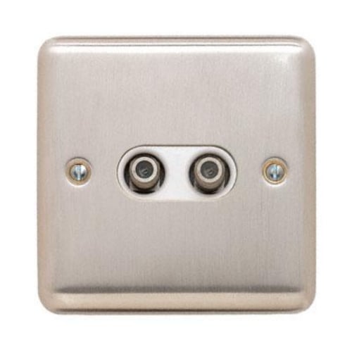 Contactum REF3152BSB Reflect 2g Twin Satellite Socket Brushed Steel