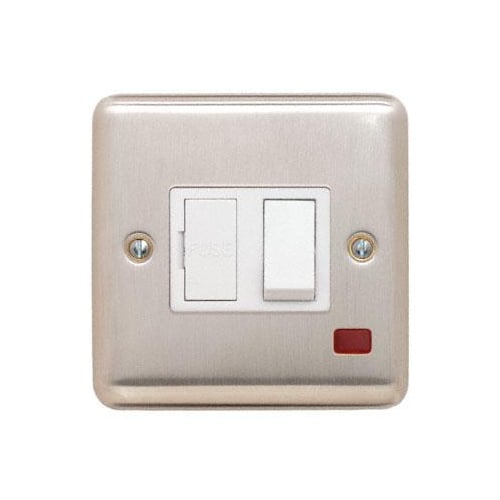 Contactum REF3367BSW Reflect 13a Switched Spur with Neon Brushed Steel