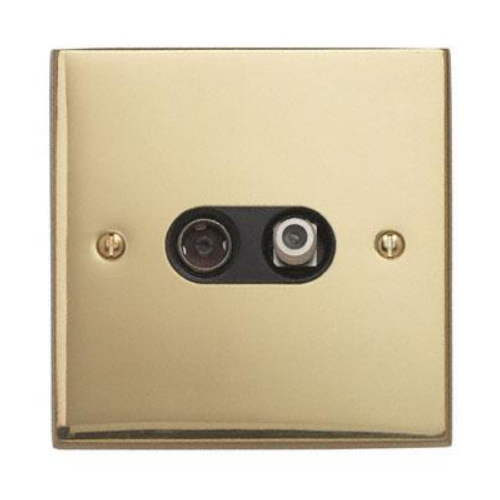 Contactum 3150EBB 2g Coaxial & Satellite Edwardian Brass TV Socket