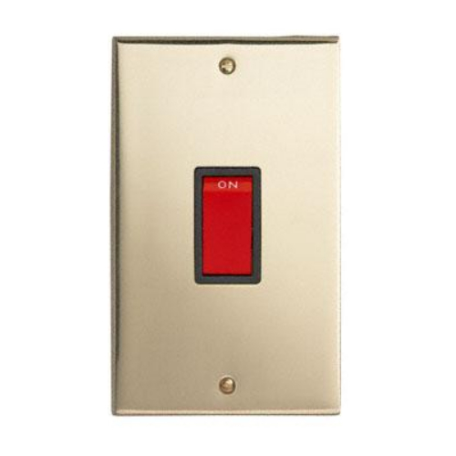 Contactum 3746EBB 45a 2 Gang Vertical DP Edwardian Brass Switch