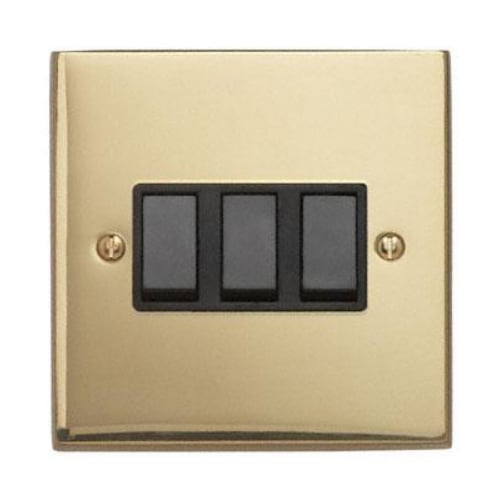 Contactum 3732EBB 3g 2 Way 10a Edwardian Plain Brass Switch