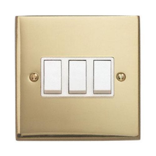 Contactum 3732EBW 3g 2 Way 10a Edwardian Plain Brass Switch