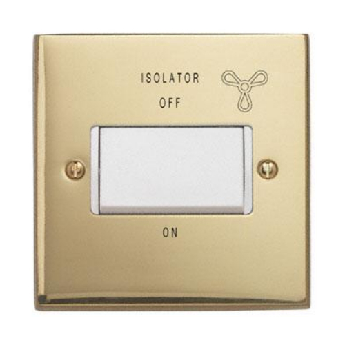 Contactum 3713EBW 10a 3 Pole Edwardian Brass Fan Isolator switch