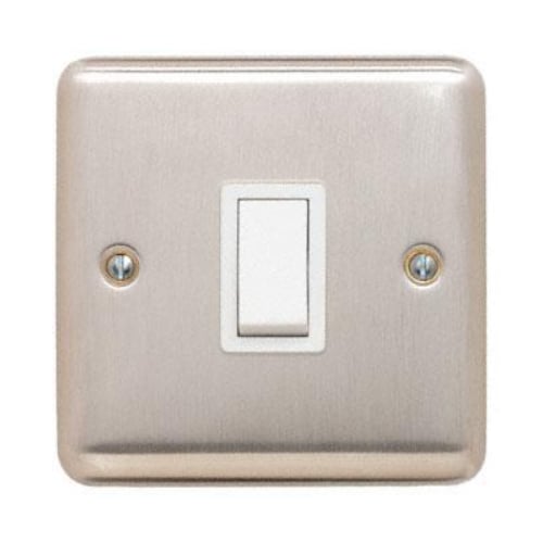 Contactum REF3796BSW Reflect 20a 1 Gang DP Switch Brushed Steel