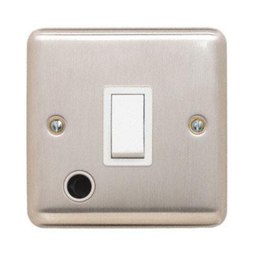 Contactum REF3798BSW Reflect 20a 1g DP Switch with Flex Outlet in Brushed Steel