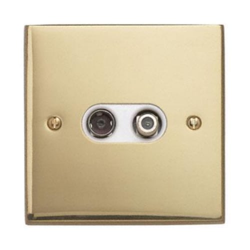 Contactum 3150EBW 2g Coaxial & Satellite Edwardian Brass TV Socket