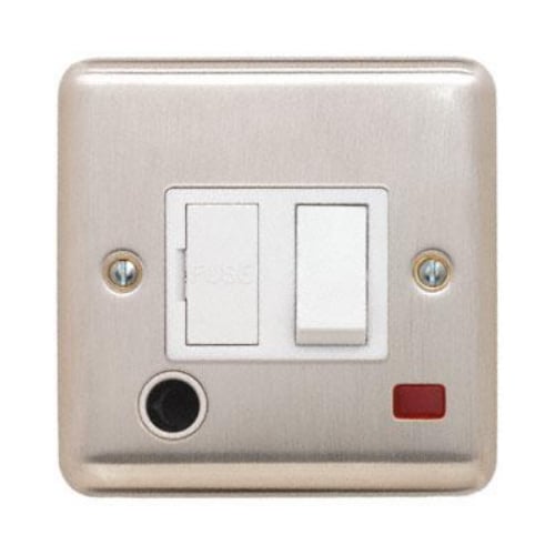 Contactum REF3369BSW Reflect 13a Switched Spur F/Out, Neon Brushed Steel