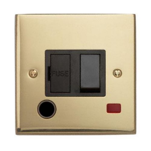 Contactum 3369EBB 13a Edwardian Brass Switched Spur, Flex Outlet, Neon