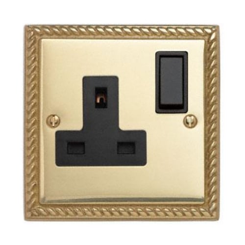 Contactum 3346GBB 1g 13 Amp Georgian Brass Switched Socket