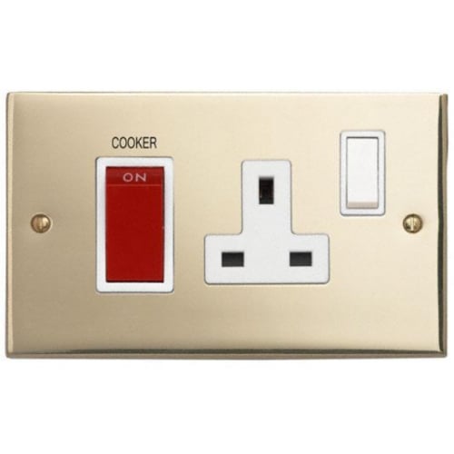 Contactum 3456EBW 45A DP Edwardian Brass Cooker Control Unit