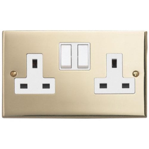 Contactum 3356EBW 2g 13 Amp Edwardian Brass Switched Socket
