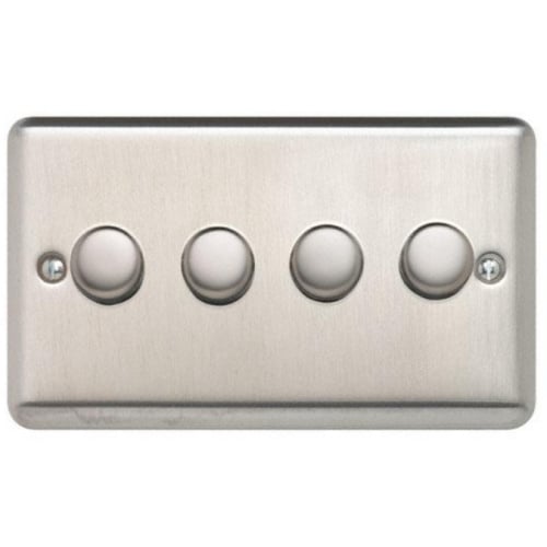 Contactum REF3644/2BS Reflect 4g 2w 400watt Push ON/OFF Dimmer Brush Steel