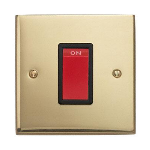 Contactum 3756EBB 45a 1 Gang Square DP Edwardian Brass Switch