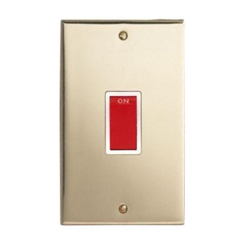 Contactum 3746EBW 45a 2 Gang Vertical DP Edwardian Brass Switch