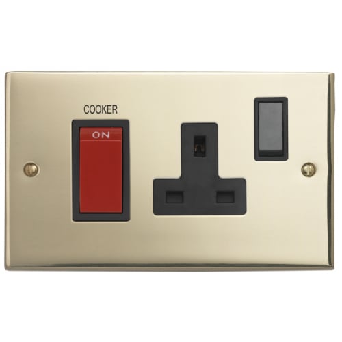 Contactum 3456EBB 45A DP Edwardian Brass Cooker Control Unit