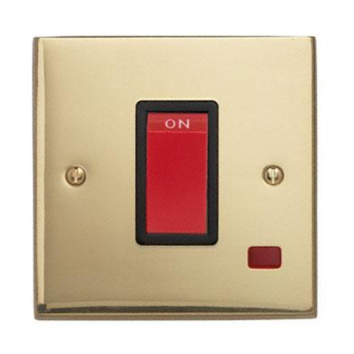 Contactum 3757EBB 45a 1gang DP Edwardian Brass Switch Switch with Neon