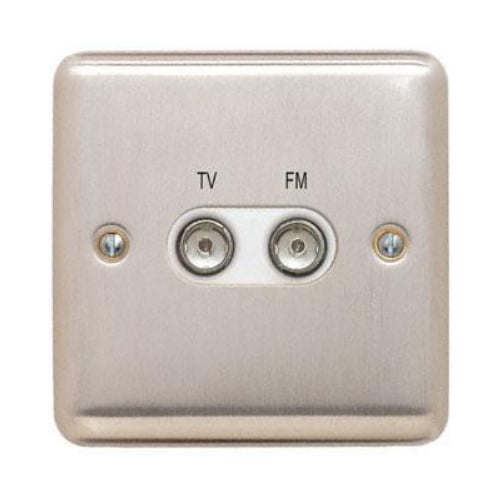 Contactum REF3158BSW Reflect 2g TV & FM Diplexer Socket Brushed Steel