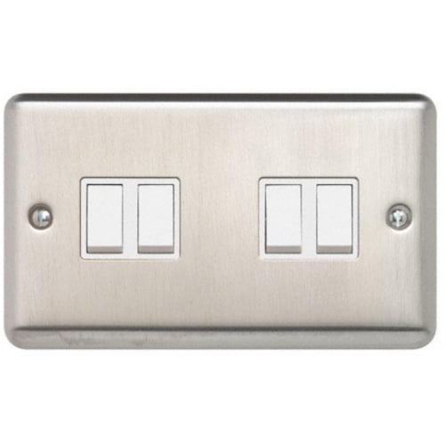 Contactum REF3742BSW Reflect 4gang 2way 10amp Switch Brushed Steel
