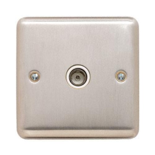 Contactum REF3147BSW Reflect 1g TV/FM Brushed Steel Socket