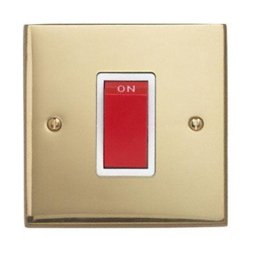 Contactum 3756EBW 45a 1 Gang Square DP Edwardian Brass Switch