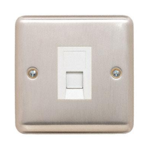 Contactum REF3180BSW Reflect Single RJ45 CAT5e Data Socket Brushed Steel