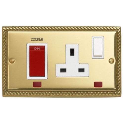 Contactum 3457GBW 45A DP Georgian Brass Cooker Control with Neons