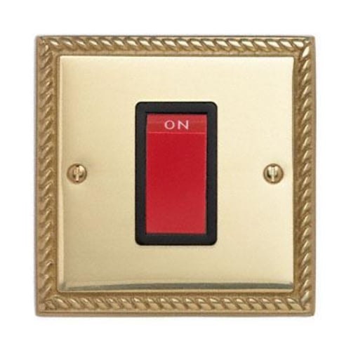 Contactum 3756GBB 45a 1 Gang Square DP Georgian Brass Switch