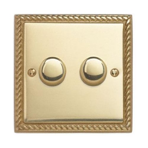 Contactum 3624/1GB 2g 1w 400w/320va Georgian Brass Rotary Dimmer