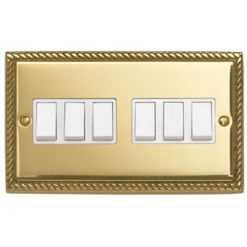 Contactum 3762GBW 6g 2 Way 10a Georgian Rope Edge Brass Switch