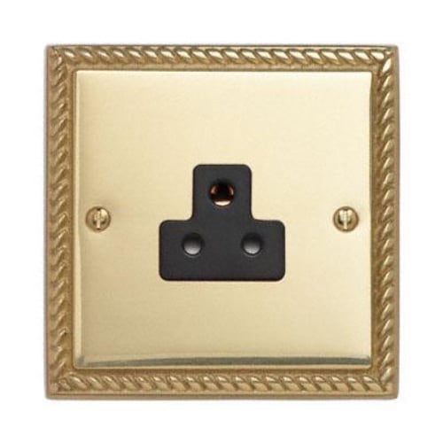 Contactum 3315GBB 1gang 2amp Georgian Rope Edge Brass Socket