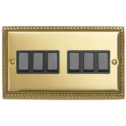 Contactum 3762GBB 6g 2 Way 10a Georgian Rope Edge Brass Switch