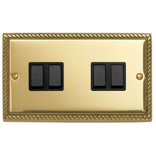 Contactum 3742GBB 4g 2 Way 10a Georgian Rope Edge Brass Switch