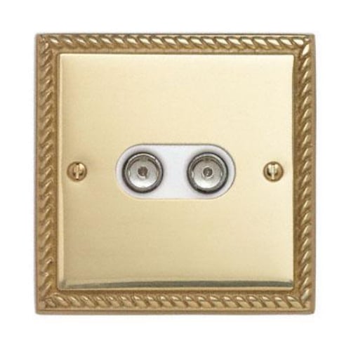 Contactum 3148GBW 2g TV or FM Coaxial Georgian Rope Edge Brass Socket