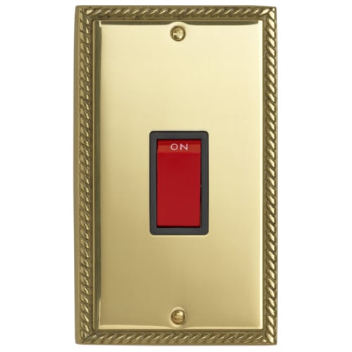 Contactum 3746GBB 45a 2 Gang Vertical DP Georgian Brass Switch