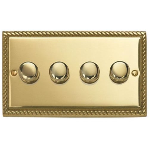 Contactum 3644/2GB 4g 2w 250w/200va Georgian Brass Push ON/OFF Dimmer
