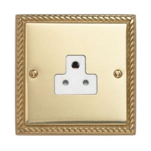 Contactum 3315GBW 1gang 2amp Georgian Rope Edge Brass Socket