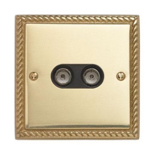 Contactum 3148GBB 2g TV or FM Coaxial Georgian Rope Edge Brass Socket