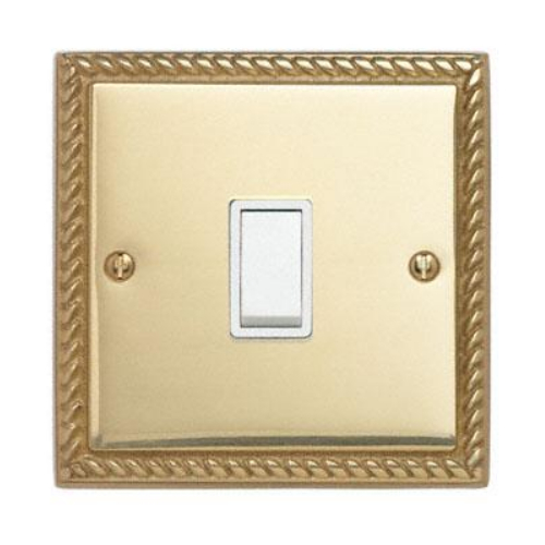 Contactum 3712GBW 1g 2 Way 10a Georgian Rope Edge Brass Switch