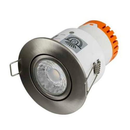 Aurora Enlite EN-DE52SN/30 4.5 Watt 3000k Warm White LED Fire Rated Tilt Downlight with Satin Nickel Bezel