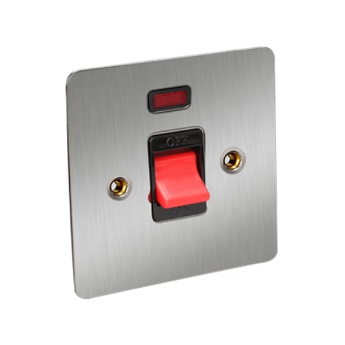 CED FCS45NSCB Satin Chrome/Black insert 45a DP Switch with Neon 1g