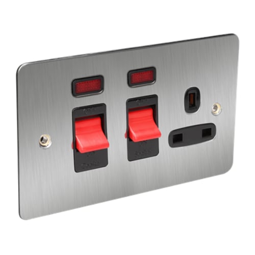 CED FCS45SKNSCB Satin Chrome/Black insert Cook.Swi.+13a Swi.Sock+Neon