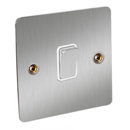 CED FS20SC Satin Chrome Flat Plate 20a DP Switch with White insert