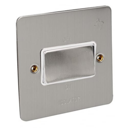 CED FFI-3PSC Satin Chrome with White insert 3pole Fan Isolation Switch