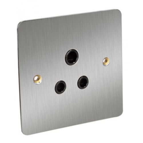 CED FSK1-5ASCB Sat.Chrome Flat Plate 5a 3p Socket with Black insert