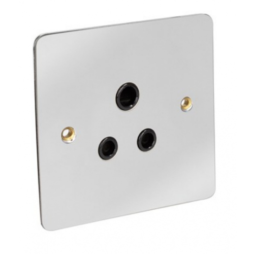 CED FSK1-5ACB Chrome Flat Plate 5amp 3pin Socket with Black insert