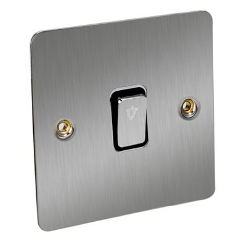 CED FSBELLSCB Sat. Chrome Flat Plate with Blk. insert BELL Push Switch