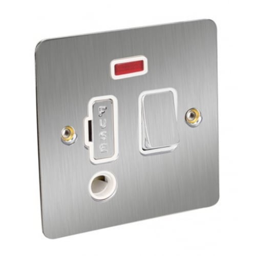 CED FSPSNFOSC Sat.Chrome/White ins.13a Swi.+Neon F/O Connection unit
