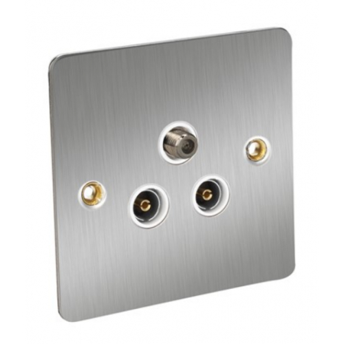 CED FSTVFMSC Satin Chrome/White insert SATELLITE, TV & FM Socket
