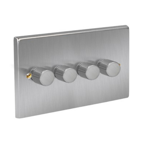 CED WSCDP250/42 4g 2w 250w Satin Chrome Raised Plate Push Dimmer
